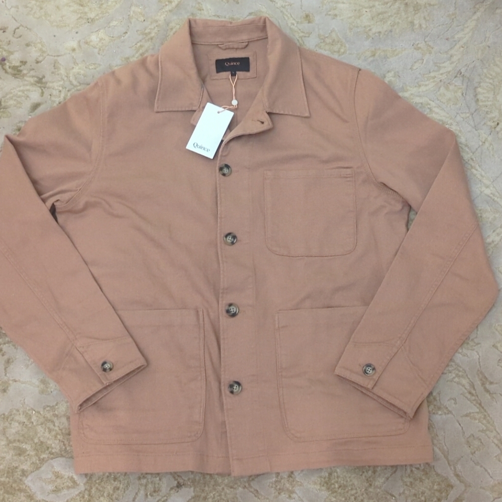 Quince Mens L NWT Chore Jacket Brown Lightweight Cotton Stretch Barn Coat New